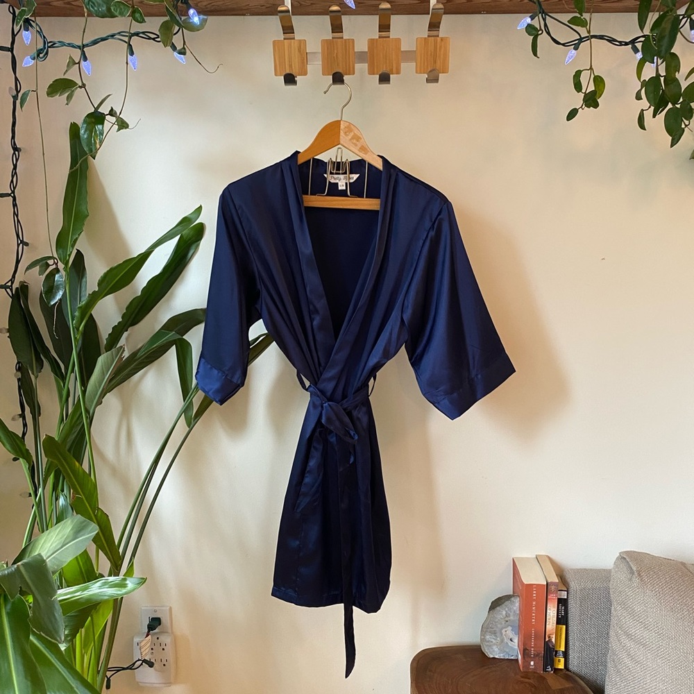 Blue Silky Robe, NWOT, Size S/M